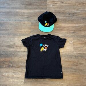Boys Billabong x Lorax Dr Seuss Black Kids T-Shirt and hat. Size 5